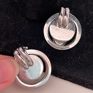 Vintage 50's BARCLAY Silver Tone Abstract Contemporary Steampunk Clip Earrings